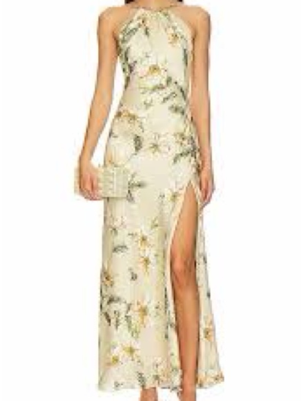 Astr Halter Maxi Dress in Cream Floral